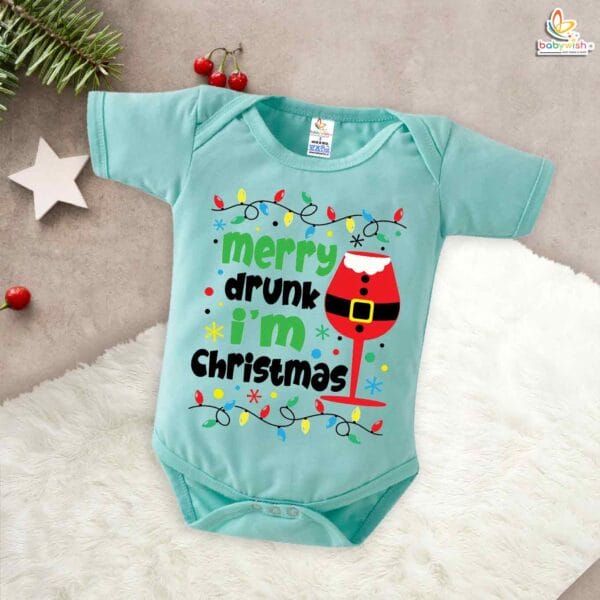 Babywish Christmas Romper Clothes My First Merry Christmas Bodysuits Merry Drunk I Am Christmas - Image 2
