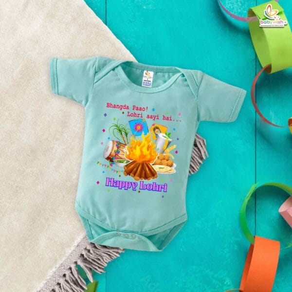 My First Lohri Romper | Bhangda Pao Lohri Aayi Baby Bodysuit | Festive Outfit for Baby Boys & Girls – Babywish - Image 4