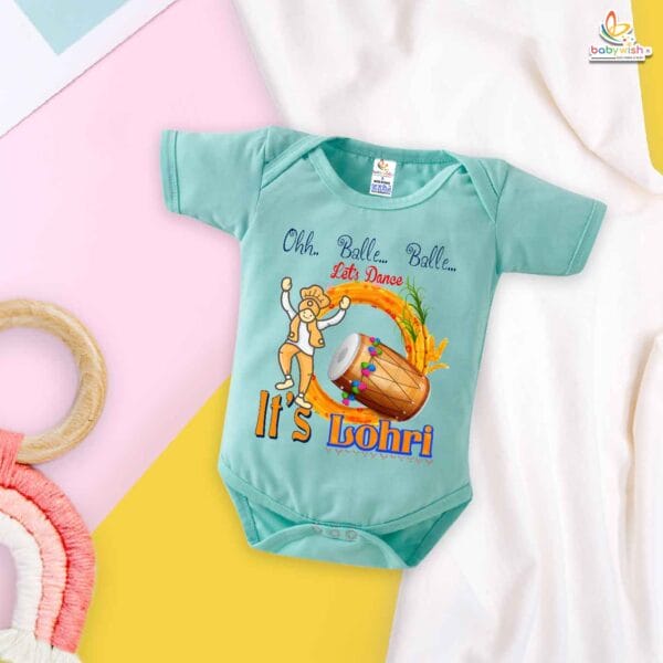 My First Lohri Romper | Let's Dance on Lohri Baby Bodysuit for Boys & Girls | Newborn Festive Wear & Lohri Outfit – Babywish - Image 4
