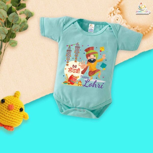 My First Lohri Romper | Happy Lohri Punjabi Asees Baby Bodysuit for Boys & Girls | Newborn Lohri Outfit & Traditional Festival Wear – Babywish - Image 4