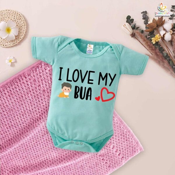 I Love My Bua Baby Romper – Heart Print Bodysuit for Baby Girl or Boy | Bua Gift, Indian Aunt Baby Outfit, Babywish - Image 2