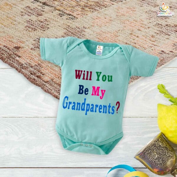 Will You Be My Grandparents? – Surprise Baby Announcement Romper | Pregnancy Reveal Outfit for Grandparents | Babywish - Image 2