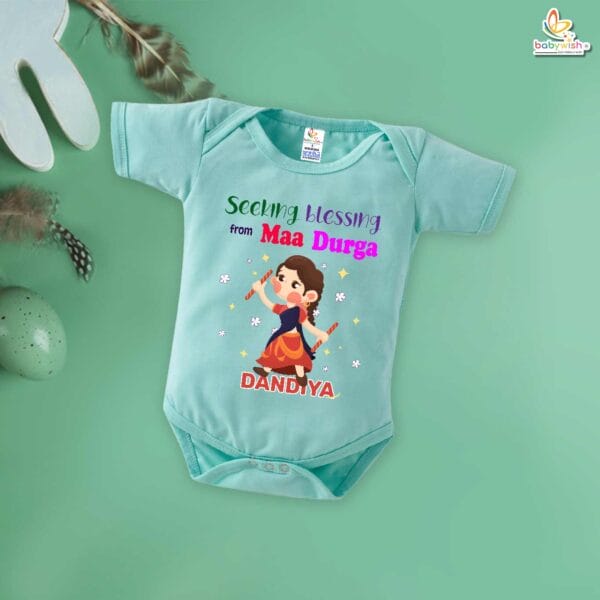 Babywish Baby Navratri Romper Bodysuit My First Dussehra Seeking Blessing from Maa Durga - Image 4