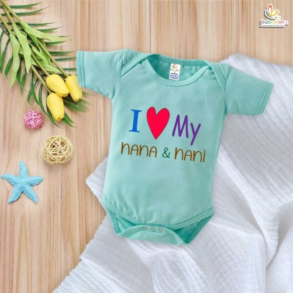 I Love My Nana & Nani – Cute Naanu & Naani Romper for Babies | Baby Bodysuit for Grandparents | Babywish - Image 4