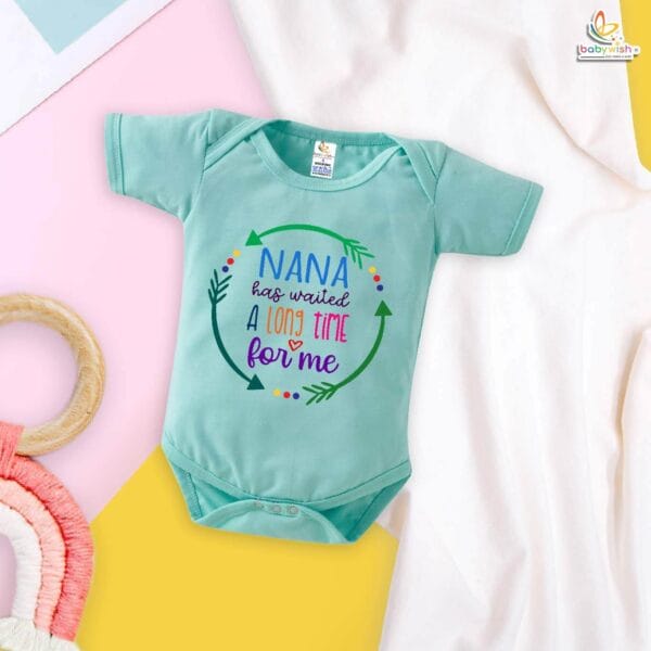 Nana Has Waited a Long Time for Me – Adorable Naanu & Naani Romper for Babies | Grandparent Baby Bodysuit | Babywish - Image 4