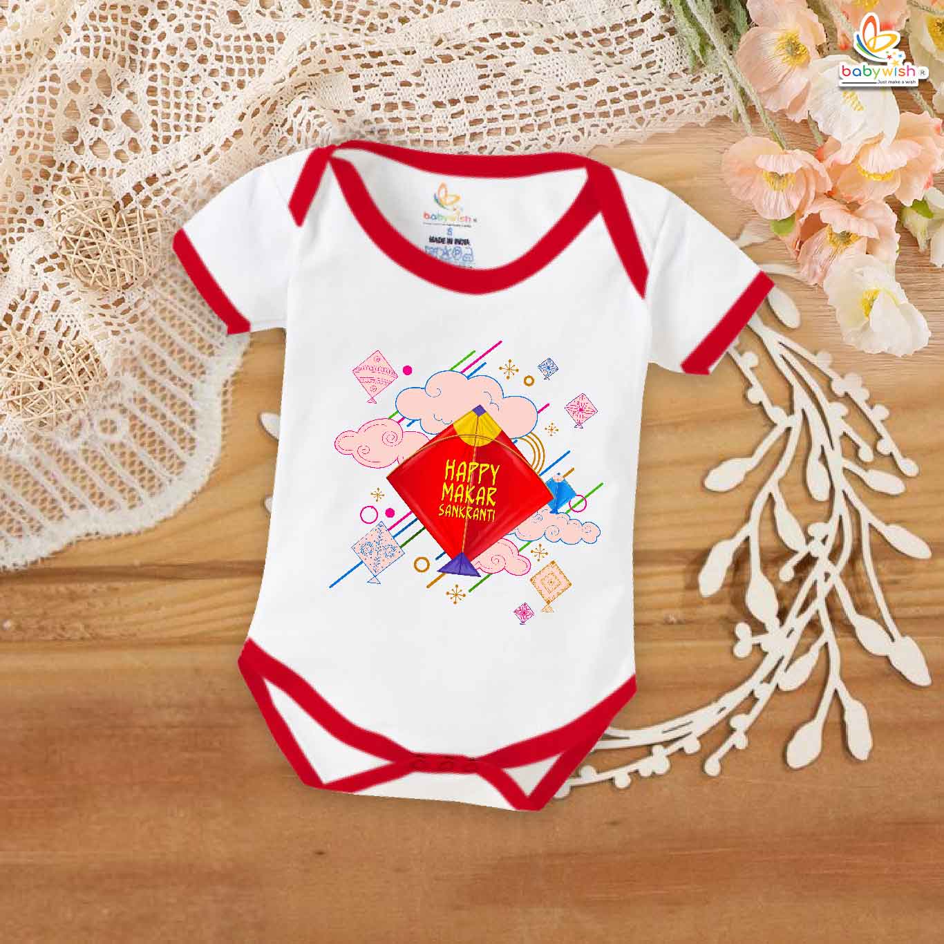 Babywish Makar Sankranti Romper Clothes My First Makar Sankranti Bodysuits Makar Sankranti Kite Printed