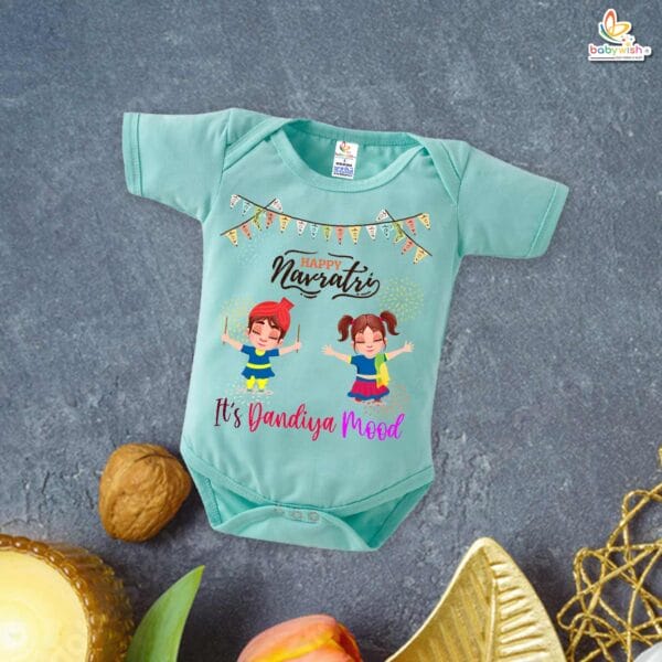 Babywish Baby Navratri Romper Bodysuit My First Dussehra It's Dandiya Mood - Image 4