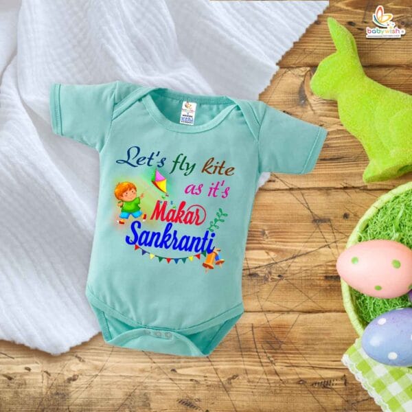 Let’s Fly Kite – My First Makar Sankranti Baby Romper & Bodysuit for Newborns | Festive Baby Clothes for Sankranti | Babywish - Image 2