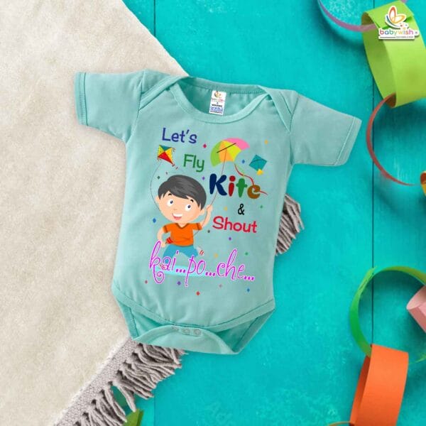 Shout Kai Po Che – My First Makar Sankranti Baby Romper & Bodysuit for Newborns | Festive Baby Clothes for Sankranti | Babywish - Image 2