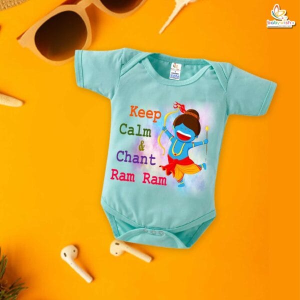 Babywish Baby Navratri Romper Bodysuit My First Dussehra Keep Calm And Chant Ram Ram - Image 4