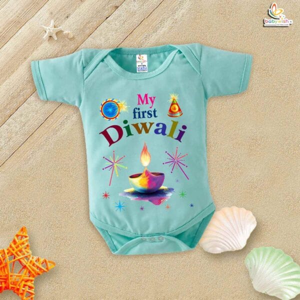 Babywish Baby Diwali Romper Bodysuit My First Diwali - Image 4