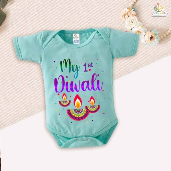 Babywish Baby Diwali Romper Bodysuit My First Diwali My 1st Diwali - Image 4
