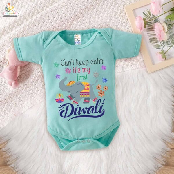 Babywish Baby Diwali Romper Bodysuit My First Diwali Can't Keep Calm It's Diwali - Image 4