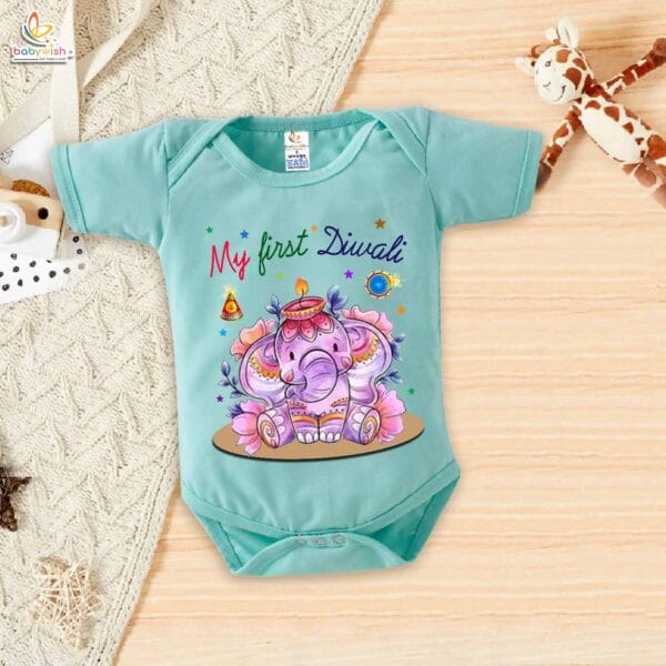 Babywish Baby Diwali Romper Bodysuit My First Diwali MY FIRST DIWALI - Image 4