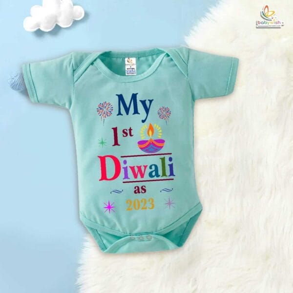 Babywish Baby Diwali Romper Bodysuit My First Diwali My 1st Diwali as 2023 - Image 3
