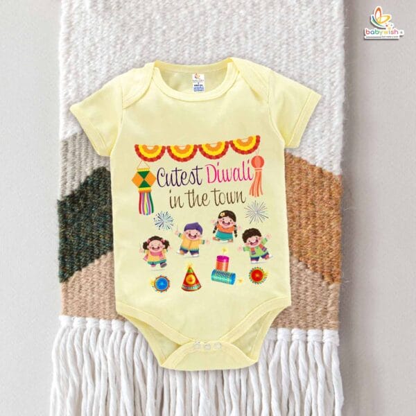 Babywish Baby Diwali Romper Bodysuit My First Diwali Cutest Diwali in the Town - Image 2