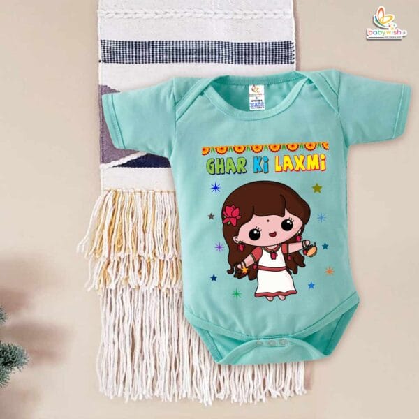 Babywish Baby Diwali Romper Bodysuit My First Diwali Ghar Ki Laxmi - Image 4