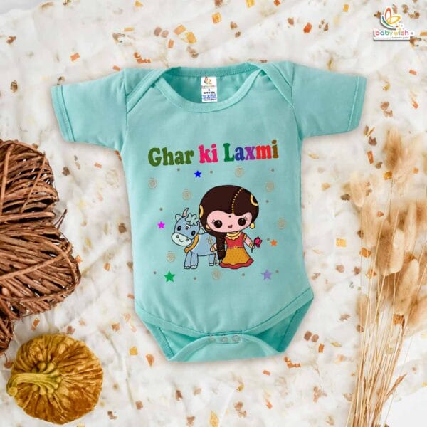 Babywish Baby Diwali Romper Bodysuit My First Diwali Ghar ki Laxmi - Image 4