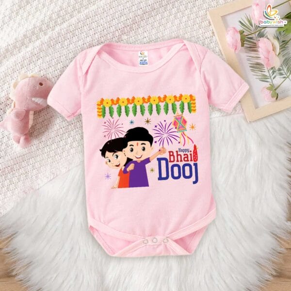 Babywish Baby Diwali Romper Bodysuit My First Diwali Happy Bhai Dooj - Image 3