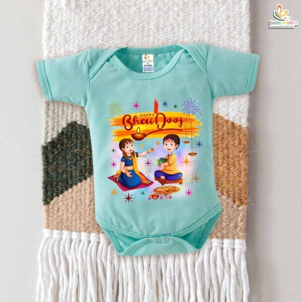 Babywish Baby Diwali Romper Bodysuit My First Diwali HAPPY BHAI DOOJ - Image 4