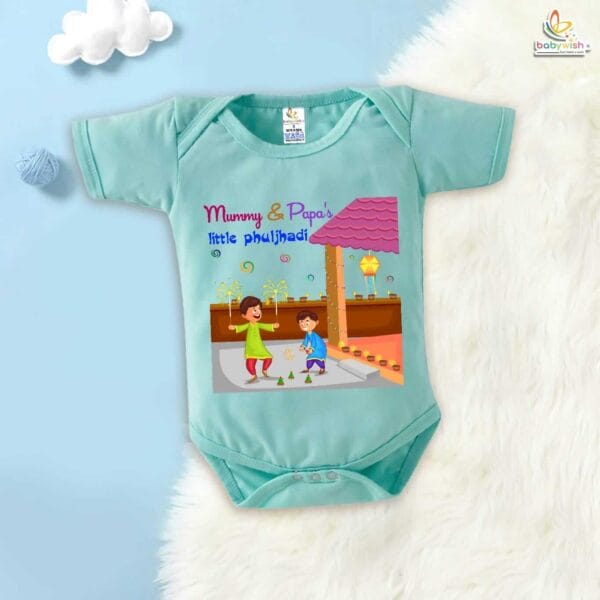 Babywish Baby Diwali Romper Bodysuit My First Diwali Mummy Papa's Diwali Celebrations - Image 4