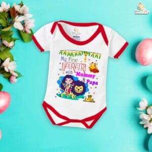 Babywish Baby Navratri Romper Bodysuit My First Dussehra My First Navratri with Mummy & Papa