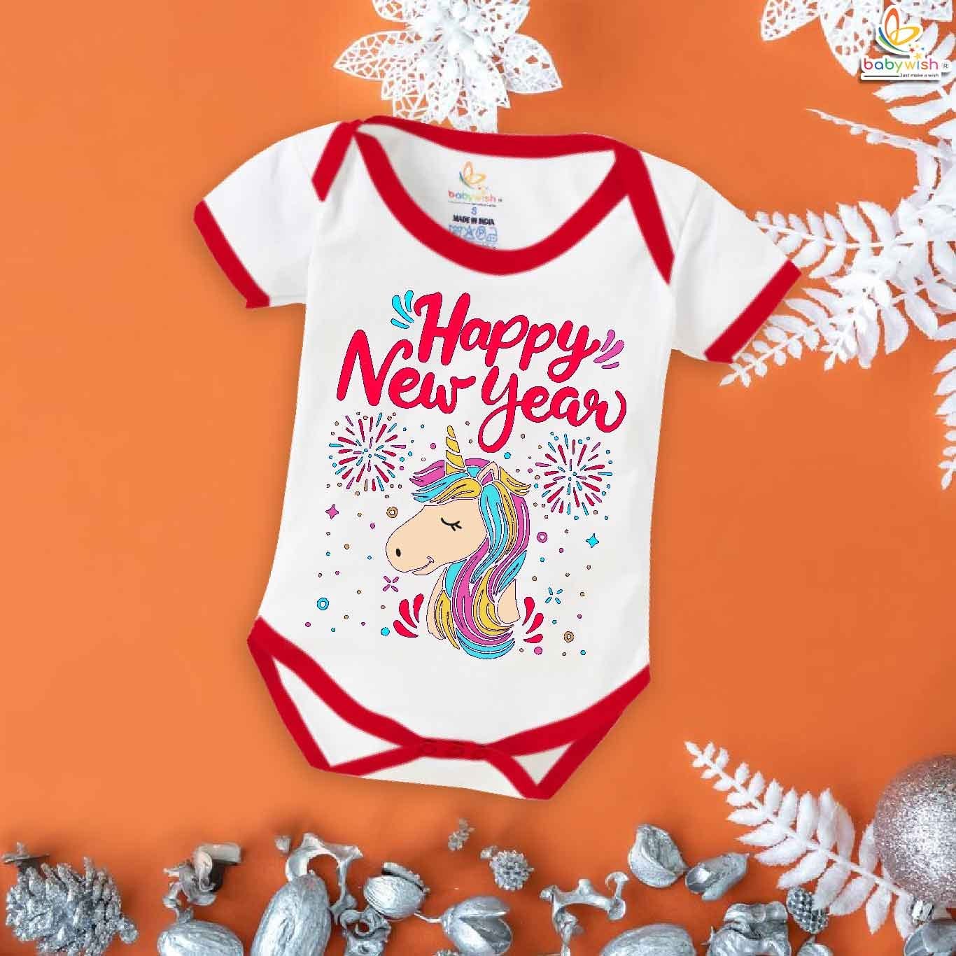 Babywish New Year Romper Clothes My First New Year Bodysuits Unicorn Horse Print