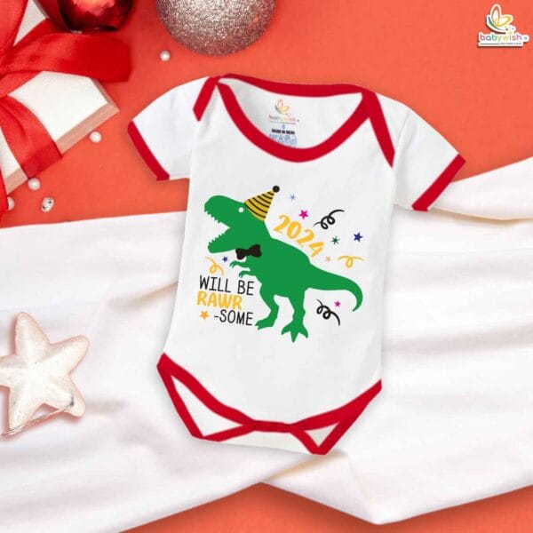 Babywish New Year Romper Clothes My First New Year Bodysuits Will Be Rawr Some 2024