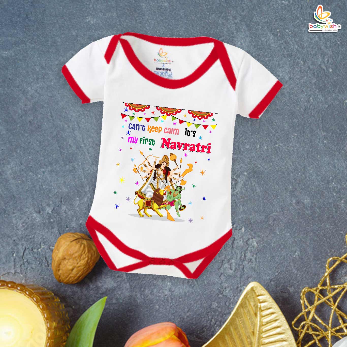 Babywish Baby Navratri Romper Bodysuit My First Dussehra Can't Keep Calm it's first Navratri