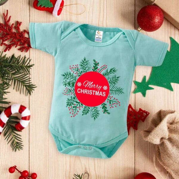 Babywish Christmas Romper Clothes My First Merry Christmas Bodysuits Merry Christmas Floral Print - Image 2