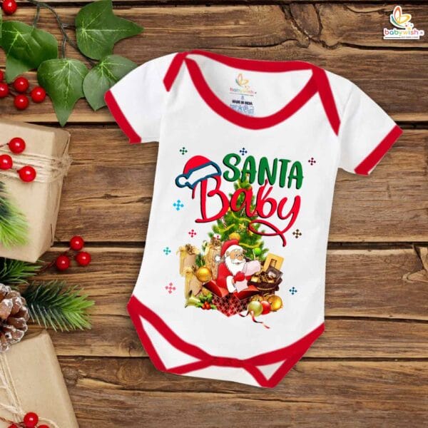 Babywish Christmas Romper Clothes My First Merry Christmas Bodysuits Red Santa Baby Gifted