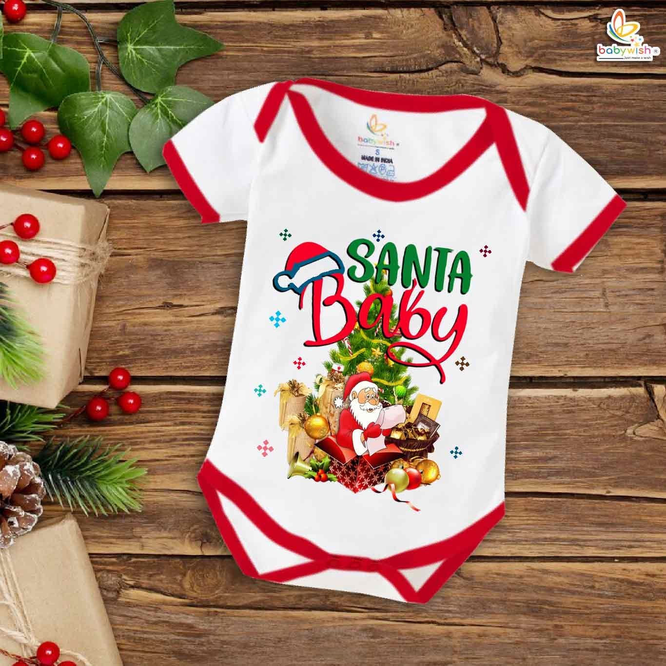 Babywish Christmas Romper Clothes My First Merry Christmas Bodysuits Red Santa Baby Gifted