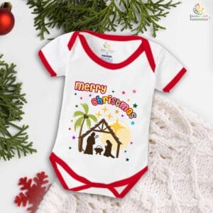 Babywish Christmas Romper Clothes My First Merry Christmas Bodysuits Merry Christmas Coconut Tree Print