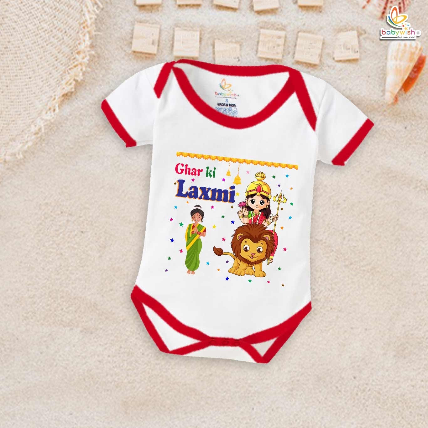 Babywish Baby Navratri Romper Bodysuit My First Dussehra Ghar Ki Laxmi