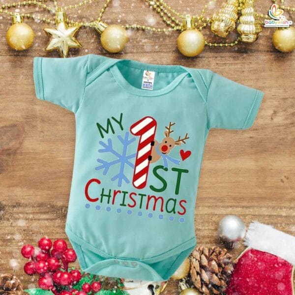 Babywish Christmas Romper Clothes My First Merry Christmas Bodysuits First Christmas Deer Print - Image 2