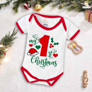 Babywish Christmas Romper Clothes My First Merry Christmas Bodysuits Christmas Cap Print Design