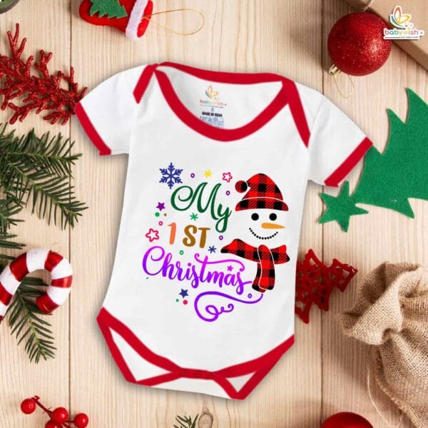 Babywish Christmas Romper Clothes My First Merry Christmas Bodysuits My First Christmas Teddy Theme