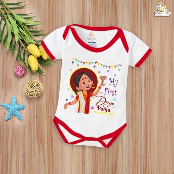 Babywish Baby Navratri Romper Bodysuit My First Dussehra My First Durga Pooja