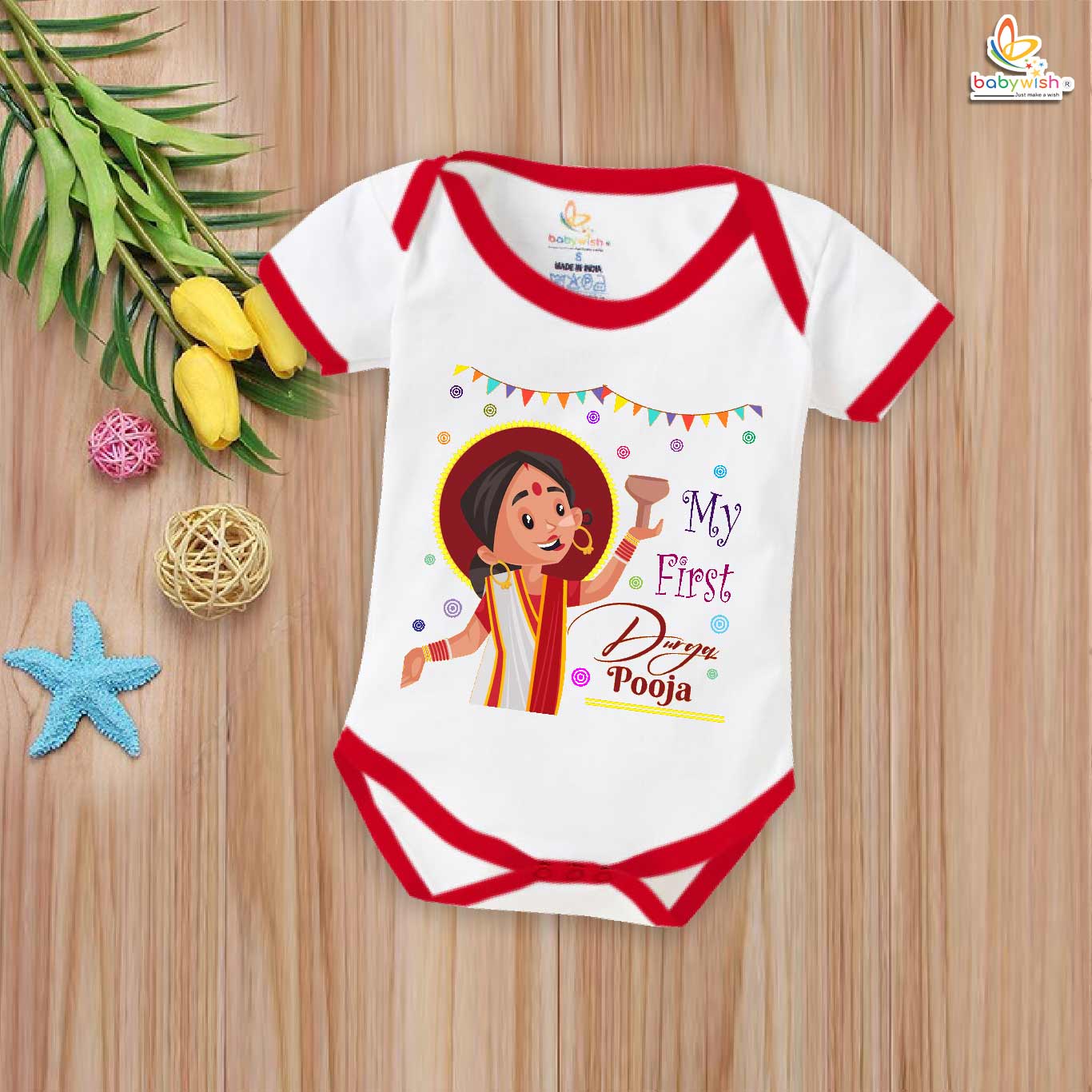 Babywish Baby Navratri Romper Bodysuit My First Dussehra My First Durga Pooja