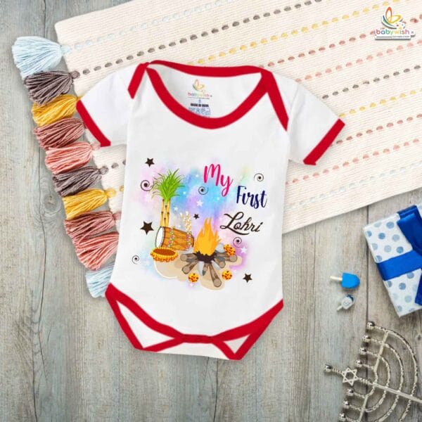 My First Lohri Romper | Happy Lohri Baby Bodysuit | Festive Outfit for Baby Boys & Girls – Babywish