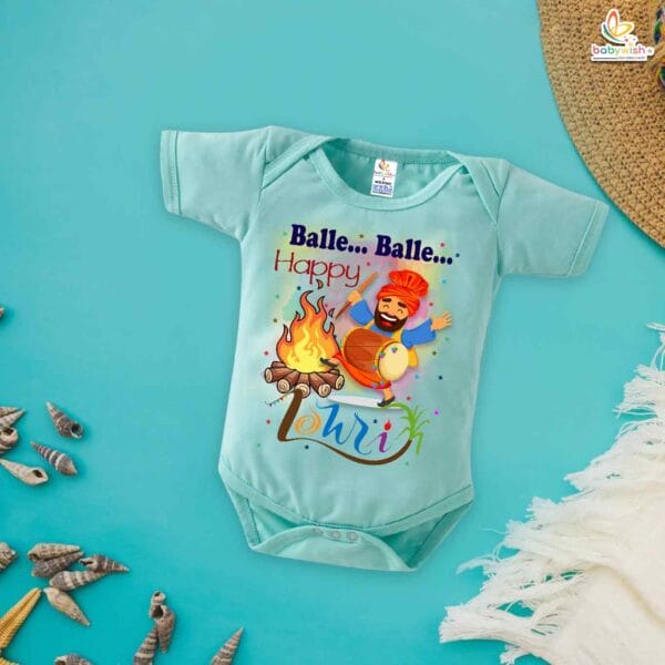 My First Lohri Romper | Balle Balle Happy Lohri Baby Bodysuit | Festive Outfit for Baby Boys & Girls – Babywish - Image 4