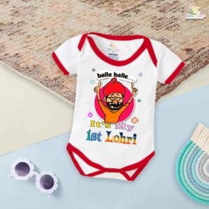 My First Lohri Romper | It's Lohri Time Baby Bodysuit for Boys & Girls | Newborn Lohri Festival Outfit & Traditional Babywear – Babywish