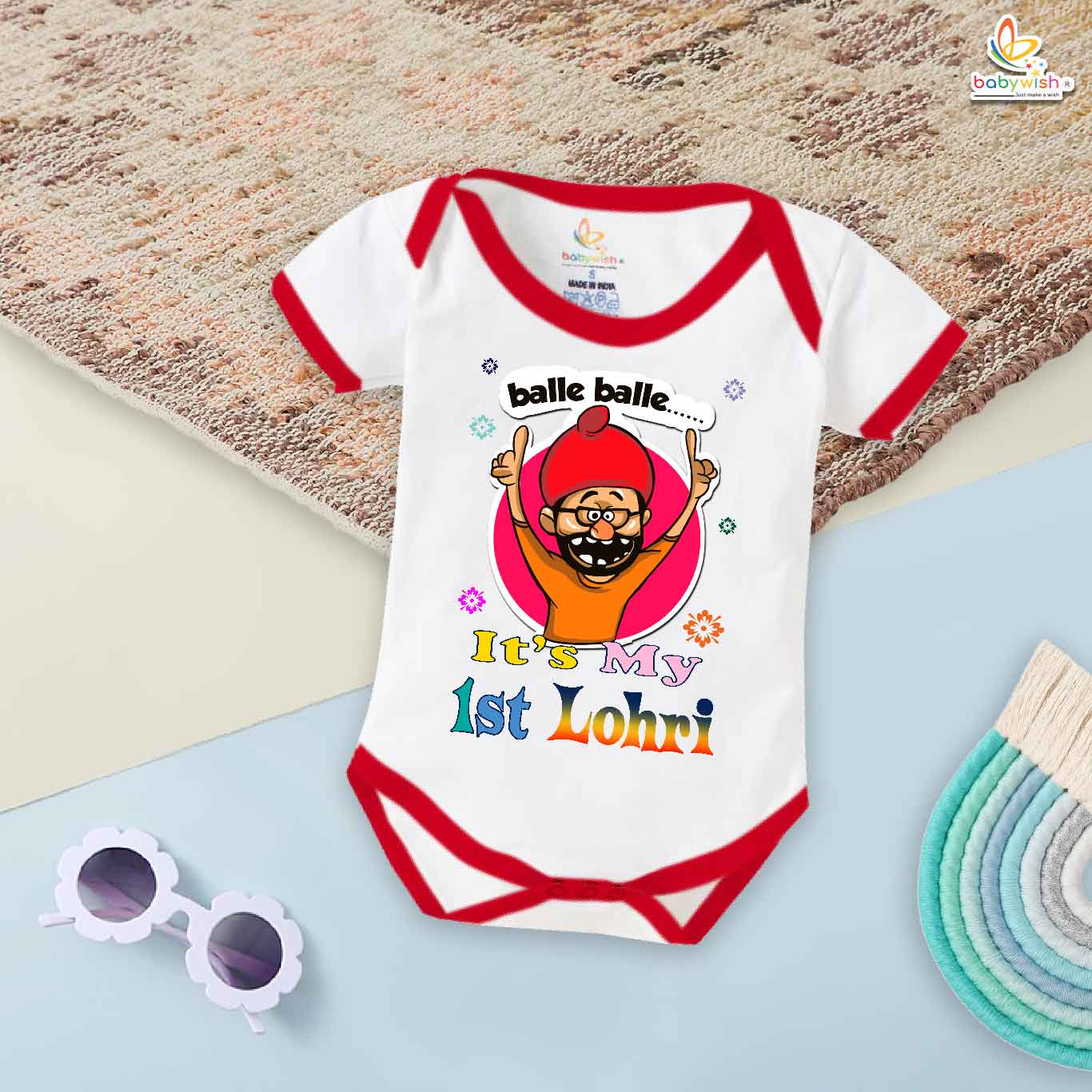 My First Lohri Romper | It's Lohri Time Baby Bodysuit for Boys & Girls | Newborn Lohri Festival Outfit & Traditional Babywear – Babywish