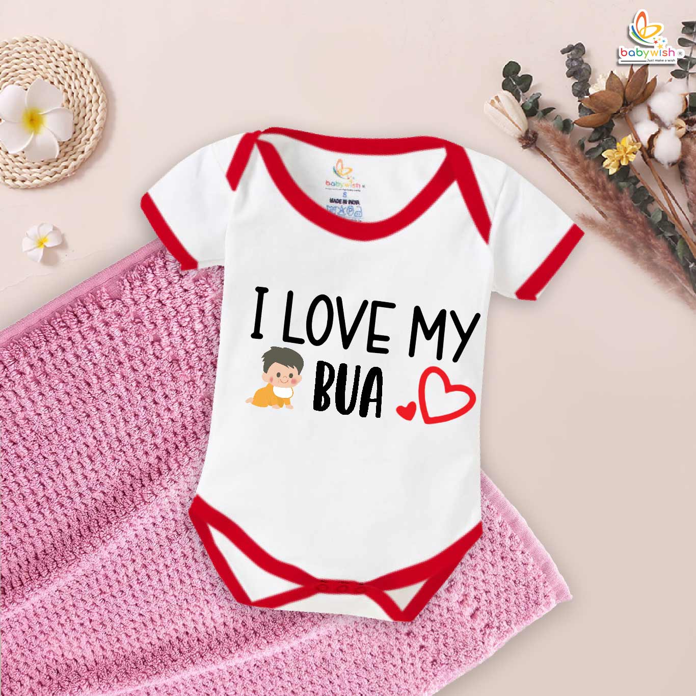 Babywish Bua Romper Clothes Bua Bodysuits I Love My Bua Heart Print