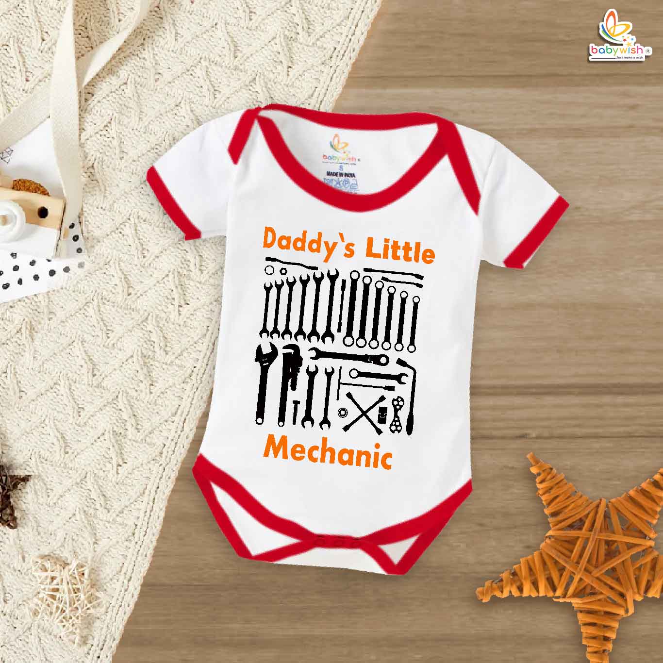 Babywish Father Romper Clothes Father Bodysuits DADDY LITTLE MECHANIC