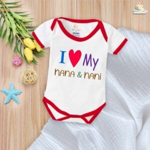 I Love My Nana & Nani – Cute Naanu & Naani Romper for Babies | Baby Bodysuit for Grandparents | Babywish