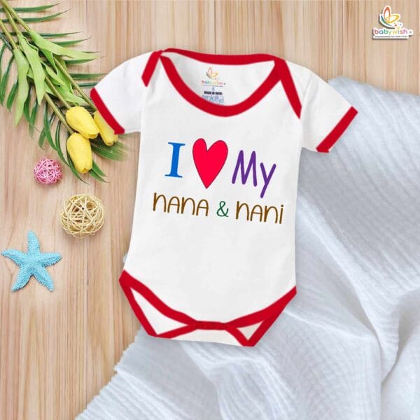 I Love My Nana & Nani – Cute Naanu & Naani Romper for Babies | Baby Bodysuit for Grandparents | Babywish