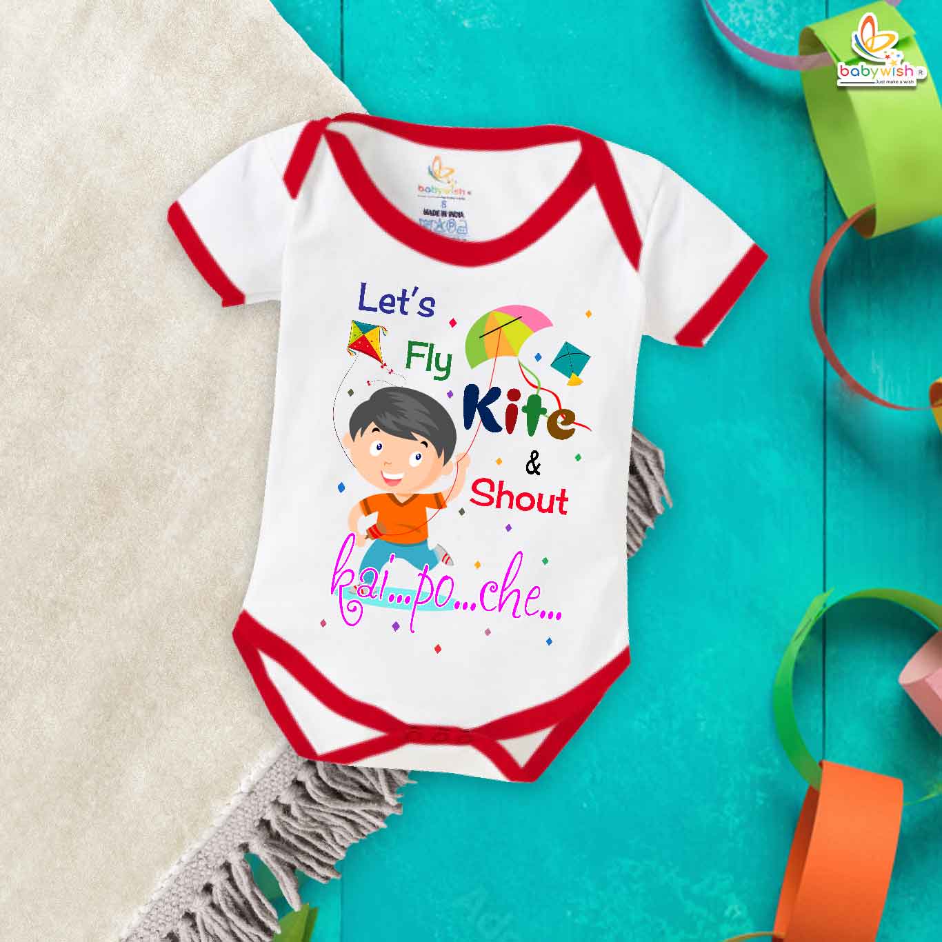 Shout Kai Po Che – My First Makar Sankranti Baby Romper & Bodysuit for Newborns | Festive Baby Clothes for Sankranti | Babywish