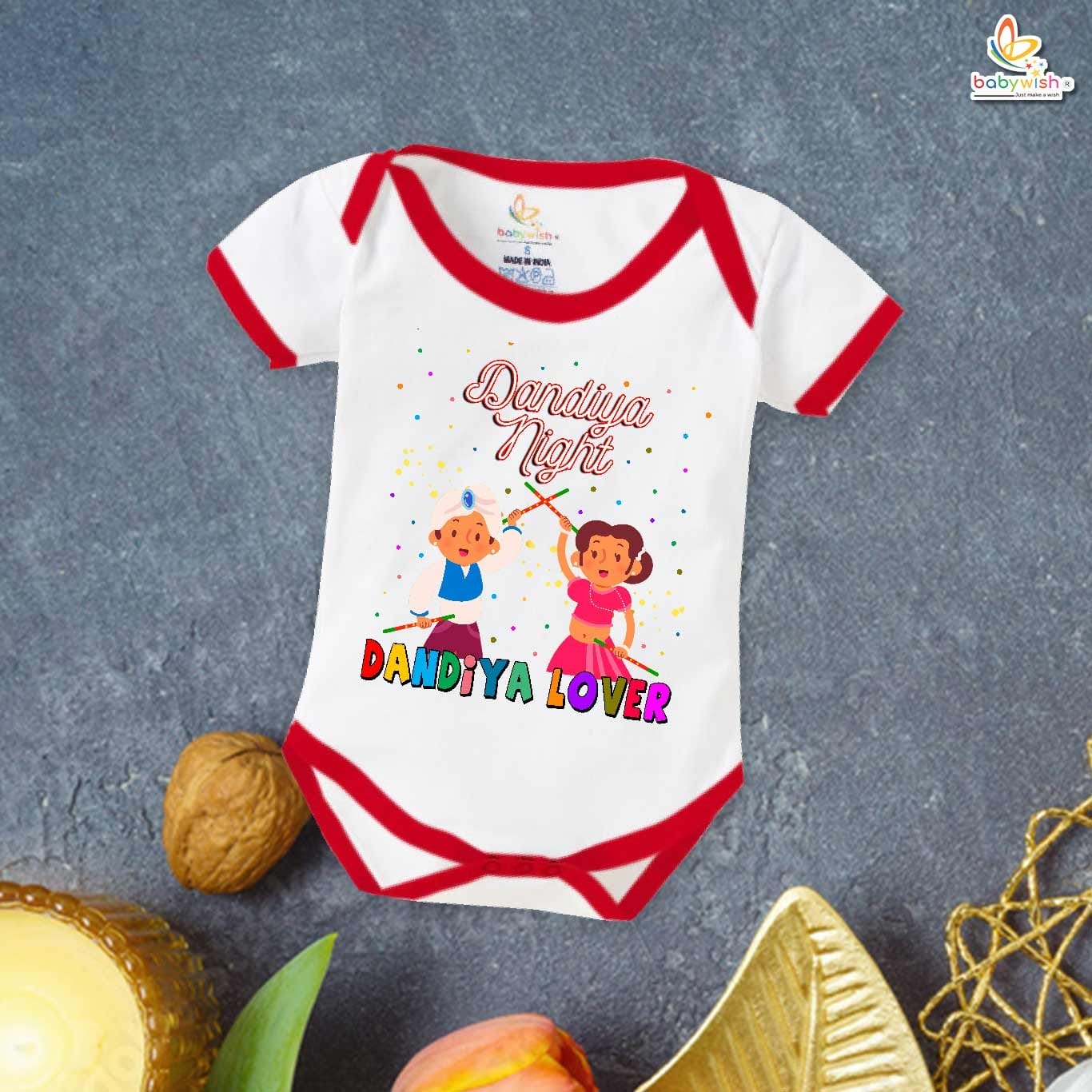 Babywish Baby Navratri Romper Bodysuit My First Dussehra Dandiya Night With Dandiya Lover
