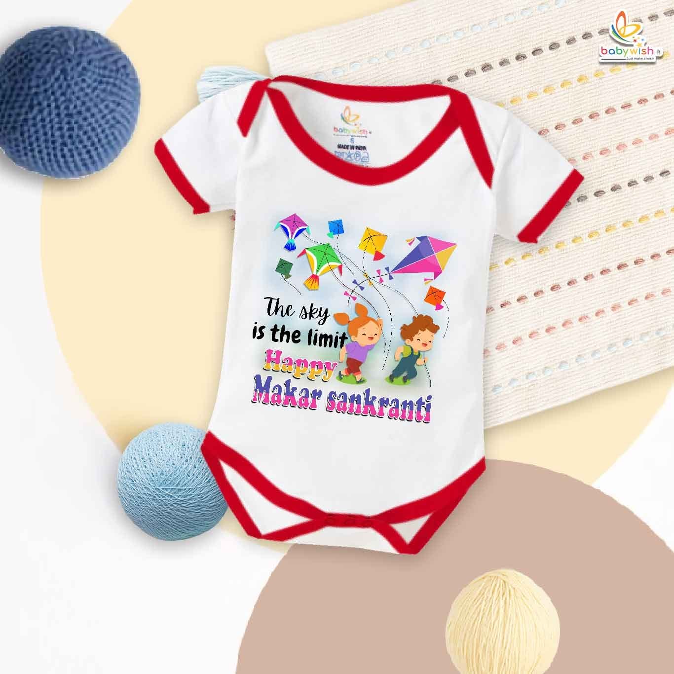 Babywish Makar Sankranti Romper Clothes My First Makar Sankranti Bodysuits The Sky Is Limit Happy Makar Sankranti